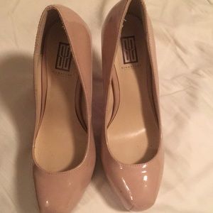 Nude heels with pink soles